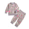2 Pcs Set Causal Girl Cotton Flower Print Long Sleeves Tops And Pants