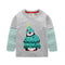 Christmas Boys Cotton Penguin Print Patchwork  T-shirts