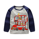 Boys Cotton Bus Animals Print Round Neck T-shirt