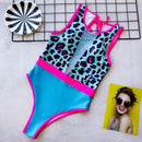 Women Sexy Mesh Patchwork Block Color One-piece Swimwear