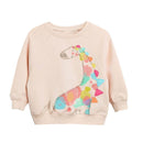 Girl Cotton Multicolor Animals Print Round Neck Sweatshirts