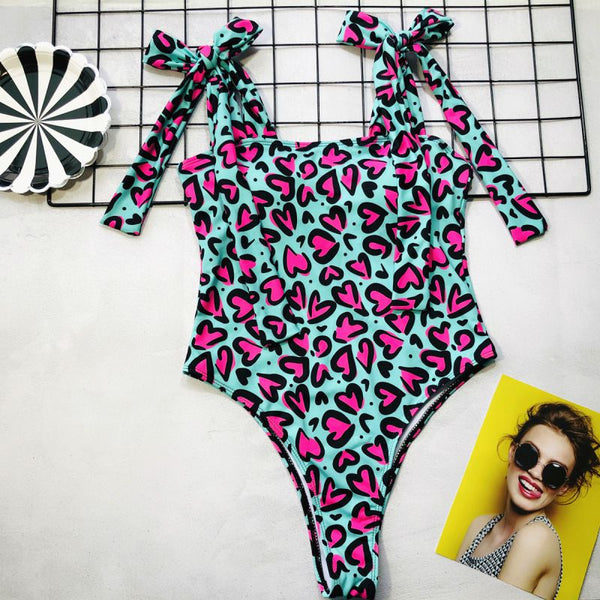 Hot Sale Women Sexy Heart Print One-piece Swimwear