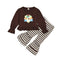 2 Pcs Set Thanksgiving Day Baby Girl Turkey Print T-shirts And Stripe Pants