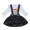 2 Pcs Set Halloween Baby Girl Letter Print Bodysuits And Hat Print Overalls Skirts