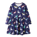 Fresh Style Girl Cotton Unicorn Print Long Sleeves Dress