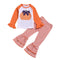 2 Pieces Set Halloween Baby Girl Pumpkin Color Blocking T-shirt And Pant