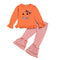 2 Piece Set Halloween Baby Girl Funny Face Print Tops And Pants