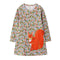 Girl Cotton Squirrel Floral Print Long Sleeves Dress