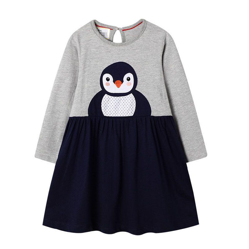 Casual Girl Patchwork Cartoon Animals Print Dress