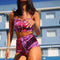 Hot Sale Women Zipper Pattern Snakeskin Print High-waisted Two-pieces Tankini Swimwear