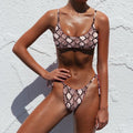 Animal Print Side Lace-up Two-piece Bikini Swimwear