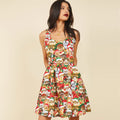 Hot Sale Women Sleeveless Defined Waist Christmas Print Dress