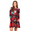 Christmas Women Round Collar Long-sleeve Snowman Print Casual Dress