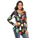 Christmas Pumpkin Snowman Print Long-sleeve Figure Flattering Women T-shirt