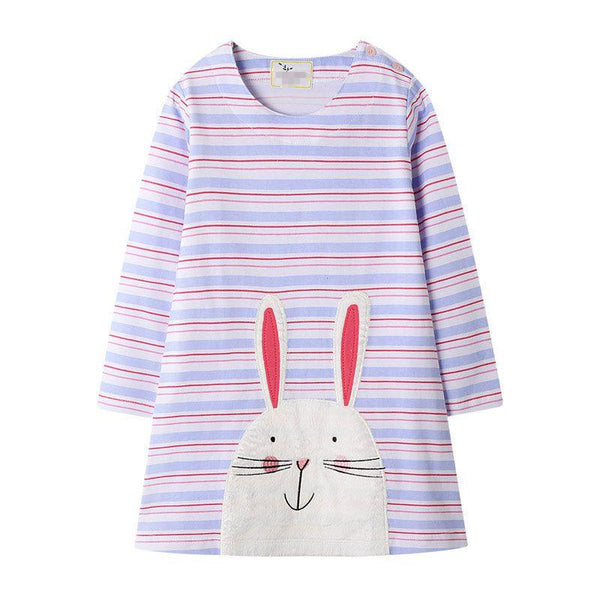 Lovely Girl Bunny Pattern Long Sleeves Dress