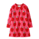 Cute Girl Cotton Red Apple Print Casual Dress