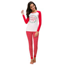 Christmas Style Long-sleeve T-shirt Stripe Print Pencil Pants Women Casual Two-piece Set