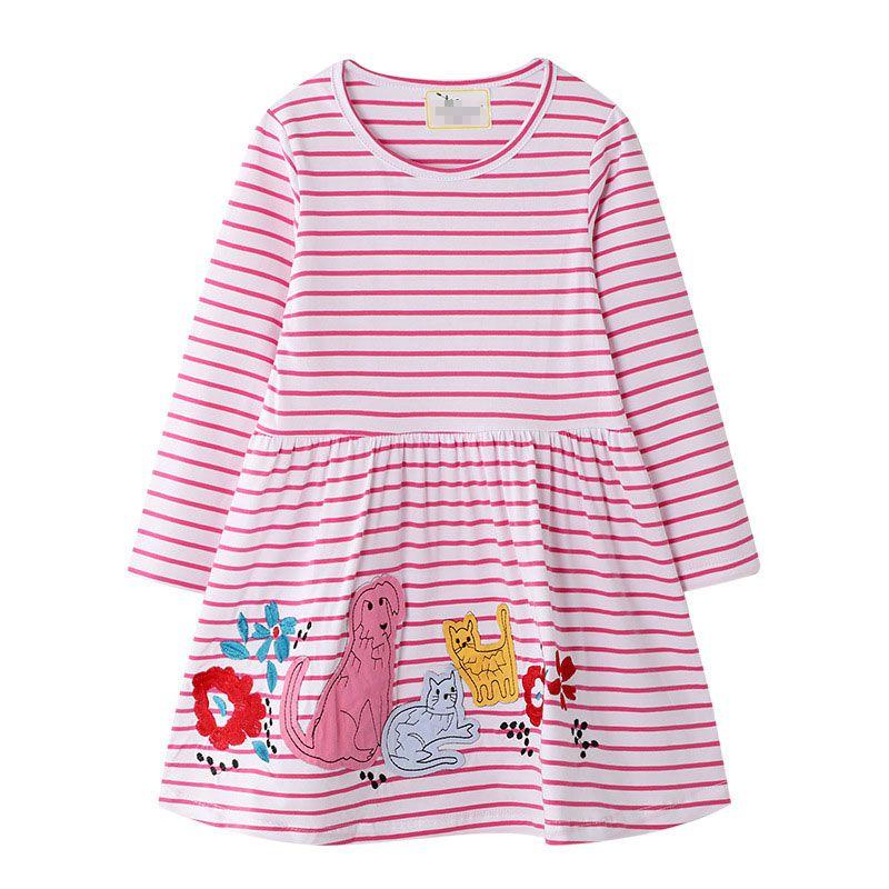 Girl���������Round���������Neck���������Long���������Sleeves���������Animals���������Print���������Dress