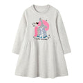 Casual Girl Sequin Unicorn Pattern Long Sleeves Frey Dress