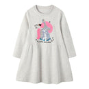 Casual Girl Sequin Unicorn Pattern Long Sleeves Frey Dress