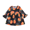 Halloween Girl Pumpkin Print Long Sleeves Dress