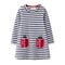 Girl Cotton Stripe Ladybird Print Long Sleeves Round Neck Dress