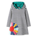 Girl Cotton Rainbow Color Design Long Sleeves Casual Dress