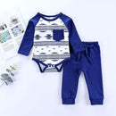 2 Pcs Set Casual  Baby Infant Toddler Cotton Patchwork Long Sleeves Bodysuit And Pant