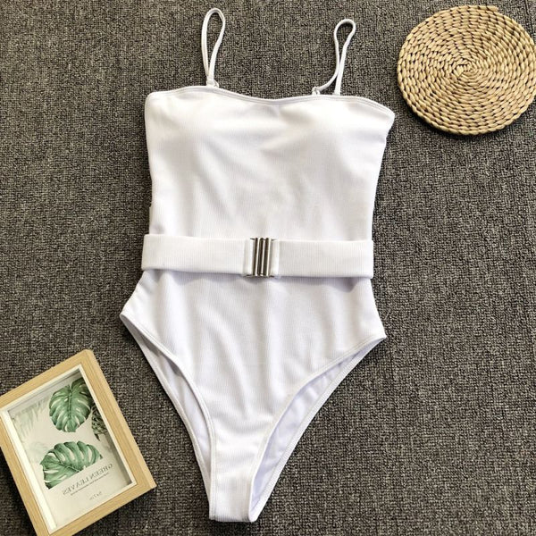 Hot Sale Women Strapless Solid Color One-piece Swimwear