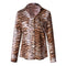 Women Fashion Lapel V Neck Tiger Print OL Style Blouses