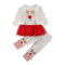 2 Pcs Set Baby Girl Cute Christmas Elk Print Tutu Patchwork T-shirt And Pant