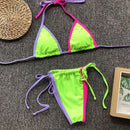 Women Block Color Sexy Two-pieces Bikini Swimwear