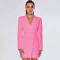 New Arrival Lapel Long-sleeve Double-breasted Figure Flattering Medium Length Blazer