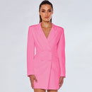 New Arrival Lapel Long-sleeve Double-breasted Figure Flattering Medium Length Blazer