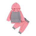 Baby Infant Toddler Stripes Print Patchwork Hoodies And Pants