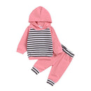 Baby Infant Toddler Stripes Print Patchwork Hoodies And Pants