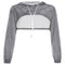 Women Fashion Sexy Cut-out Long-sleeve Shining Cropped Hoodies