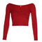 Elegant Women Sexy Square Neck Long-sleeve Figure Flattering Crop Top