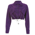 Edgy Style Lapel Long-sleeve Single-breasted Purple Cropped Sweatshirt
