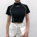 Hot Sale Fashion  Letter Print Short-sleeve Figure Flattering Sporty Crop Top