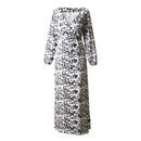 Hot Sale Women V Neck Long-sleeve Lace-up Floral Print Maxi Dress