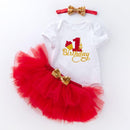 Baby Infant Girl Birthday Short Sleeves Bodysuit And Tutu Skirts Set