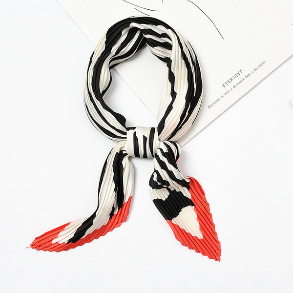 Hot Sale Unique Zebra Print Elegant Women Pleated Square Scarf
