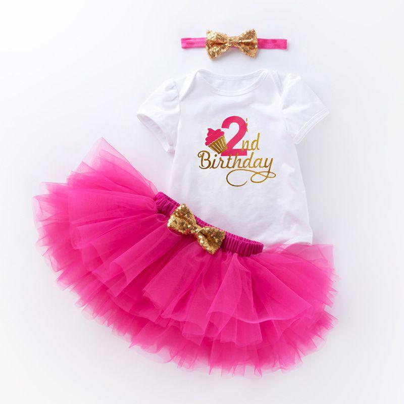 Baby Infant Girl Birthday Short Sleeves Bodysuit And Tutu Skirts Set