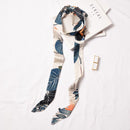 Creative Long Length Women Plant Printed Satin Skinny Scarf