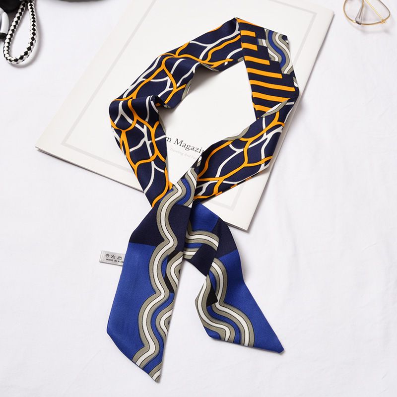 Hot Sale Contrast Color Wave Print Women Leisure Slim Scarf