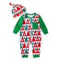 2 Pcs Christmas Set Baby Infant Cotton Geometric Tree Print Jumpsuit And Hat