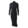 Women Mock Neck Long-sleeve Solid Color Knitted Bodycon Dress