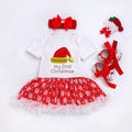 Baby Infant Cute Elk Print Short Sleeve Patchwork Bodysuit Christmas Set