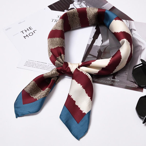 Color Block Design Irregular Stripes Print Women Square Scarf